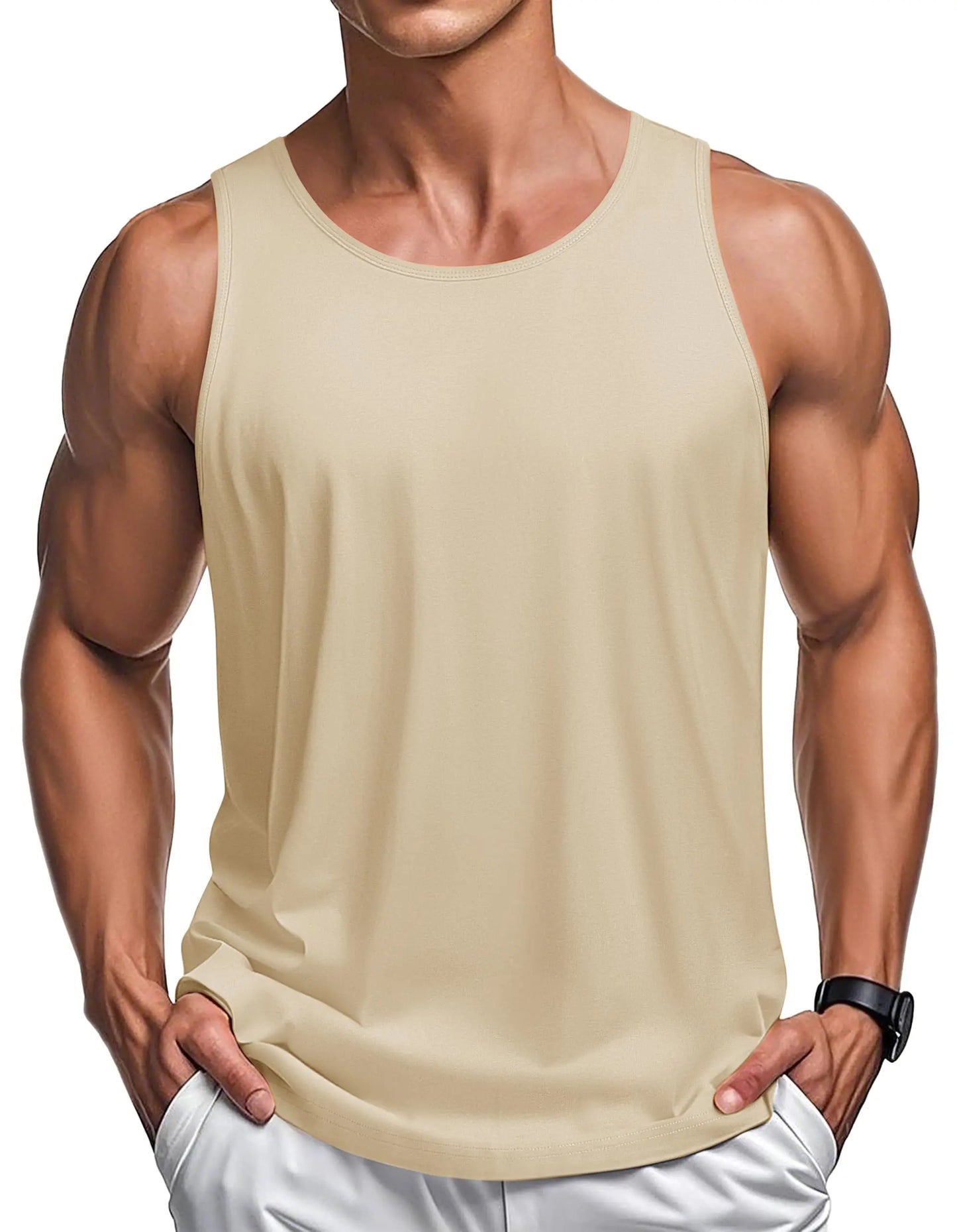 MAGCOMSEN Men's Tank Tops Cotton Sweat-wicking Breathable Muscle Sports Sleeveless Shirt Gym Exercise Outdoor Sports and Beach