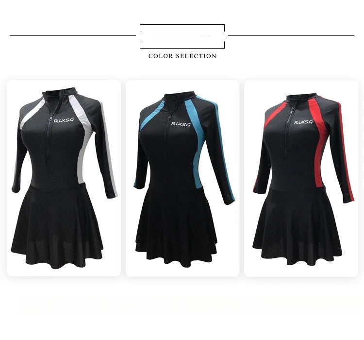 Female Swimsuit Manufacturer Korean Version Plus Size Spring Long Sleeved Jumpsuit Style Conservative Belly Covering Swimsuit