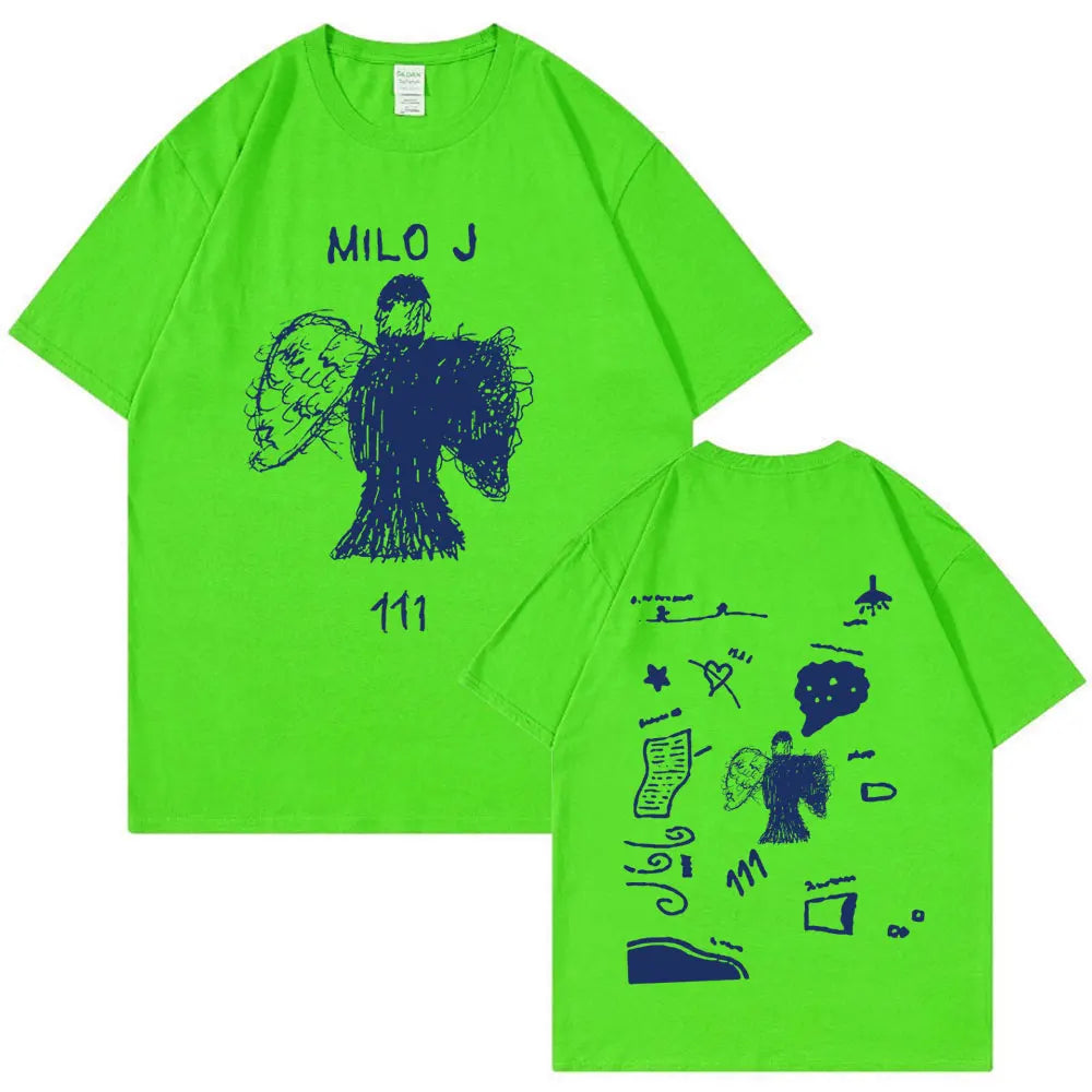 Rapper Milo J 111 Album Merch T Shirt Men Women Clothes Harajuku Hip Hop T-shirt Vintage Cotton Short Slevee T-shirts Streetwear