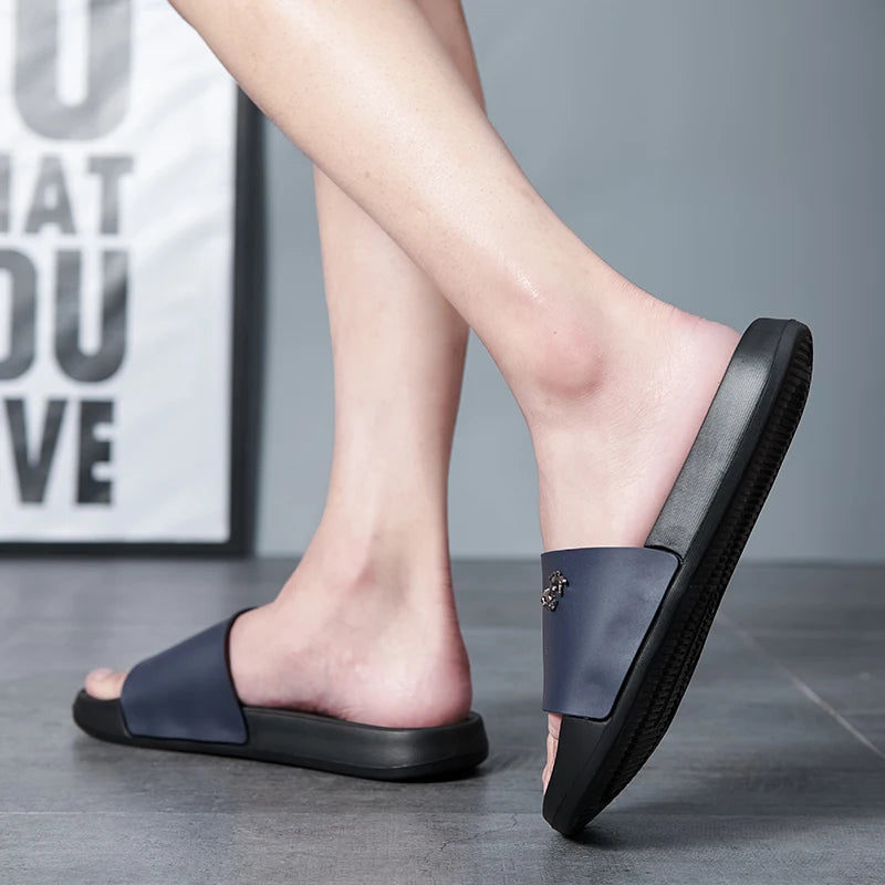 Men's Slippers Summer Non-Slip Casual Sandals Platform House Shoes Indoor Bathroom Slides Outdoor Casual Beach Shoes Flip-flop