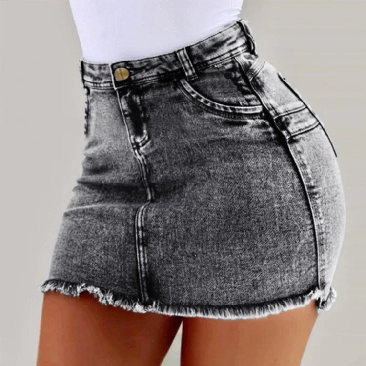 Women's Clothing Hot selling European and American denim short skirt sexy hip hugging denim short skirt 4 colors half Skirts