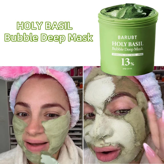 Pore-cleansing Bubble Mask Korean Skincare Sparkling Holy Basil + PHA 13% Gentle Blackhead Removal Oil Control Cleansing Mask