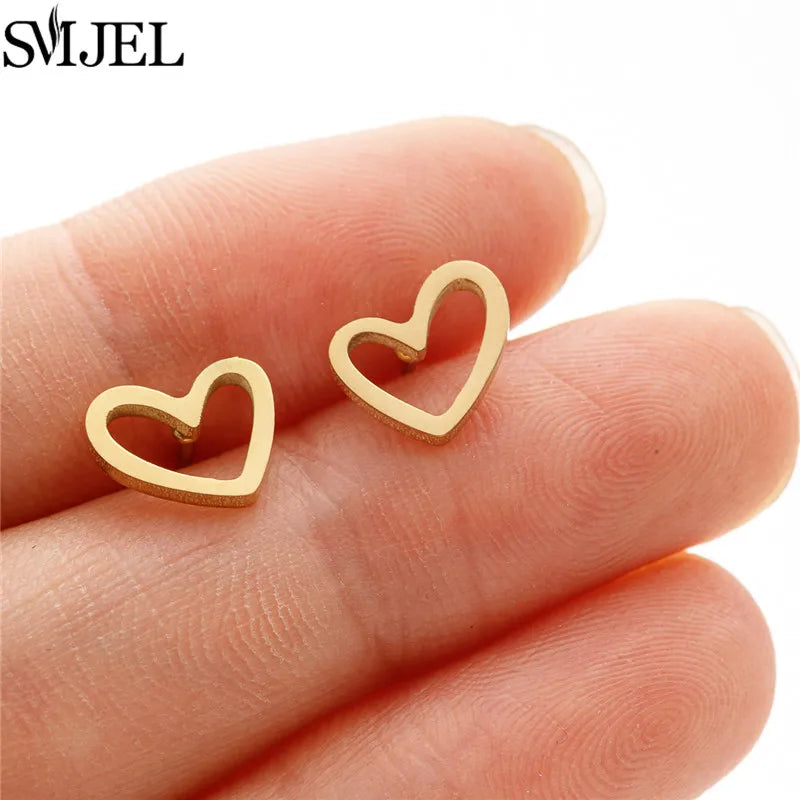 Romantic Simple Tiny Heart Earrings Female Minimalist Stainless Steel Love Stud Earring Hypoallergenic Jewelry Wedding Gift
