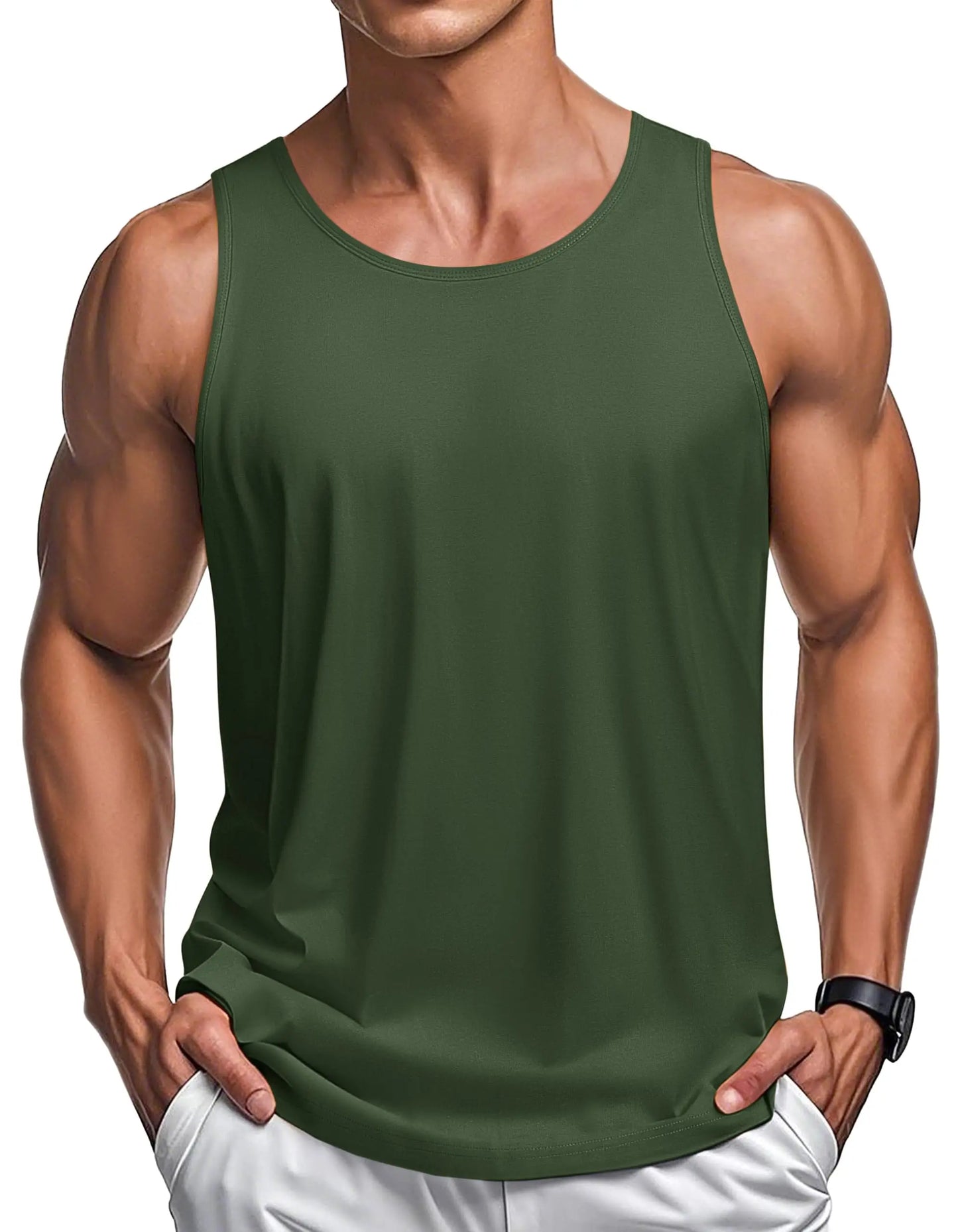 MAGCOMSEN Men's Tank Tops Cotton Sweat-wicking Breathable Muscle Sports Sleeveless Shirt Gym Exercise Outdoor Sports and Beach