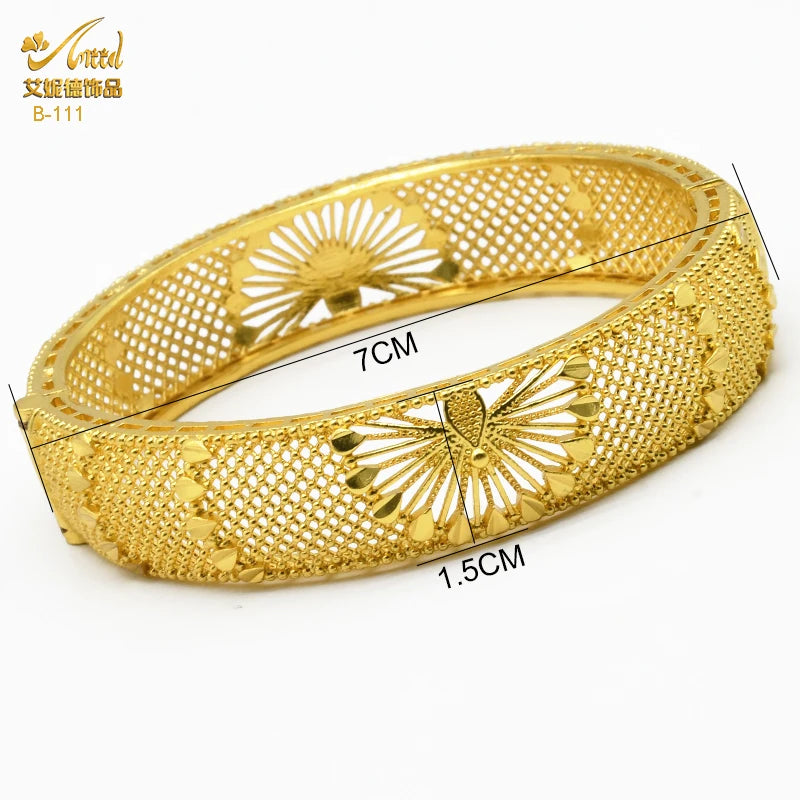 XUHUANG Indian Luxury  Bangles Bracelet Jewelry for Women Wedding Dubai 24k Gold Color Charm Accessories for Arabic Party Gifts