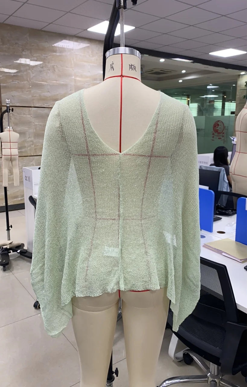 Women Y2K Sheer Knit Poncho Shrug See Through Crochet Shawls Cape Lightweight Cover Ups Tops Summer Party Beachwear