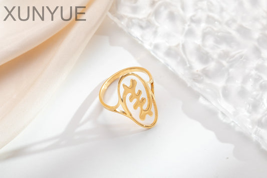 Houwu African Symbol Rings Stainless Steel Adinkra Ankh Gye Nyame Queen Ethnic Jewelry
