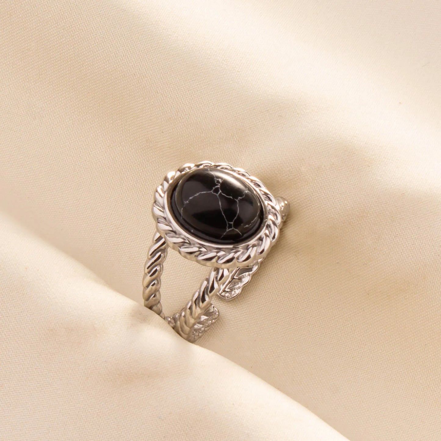 5PCS Boho Turquoise Rings Hippie Stainless Steel White Gemstone Adjustable Rings Women Girls Gift Knuckle Rings Bohemian Jewelry