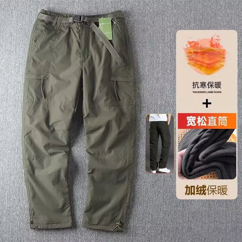 Outdoor Softell Pants Men's Autumn Winter Windproof Waterproof Thiened Fce Lined Straight Leg Hiking Mountain Climbing...