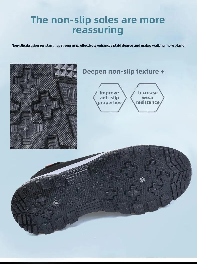 Beijing Men's Cloth Shoes Soft Bottom Breathable Anti-Slip Elderly Walking Shoes Slip-On round Toe Casual Rubber Soled Shoes