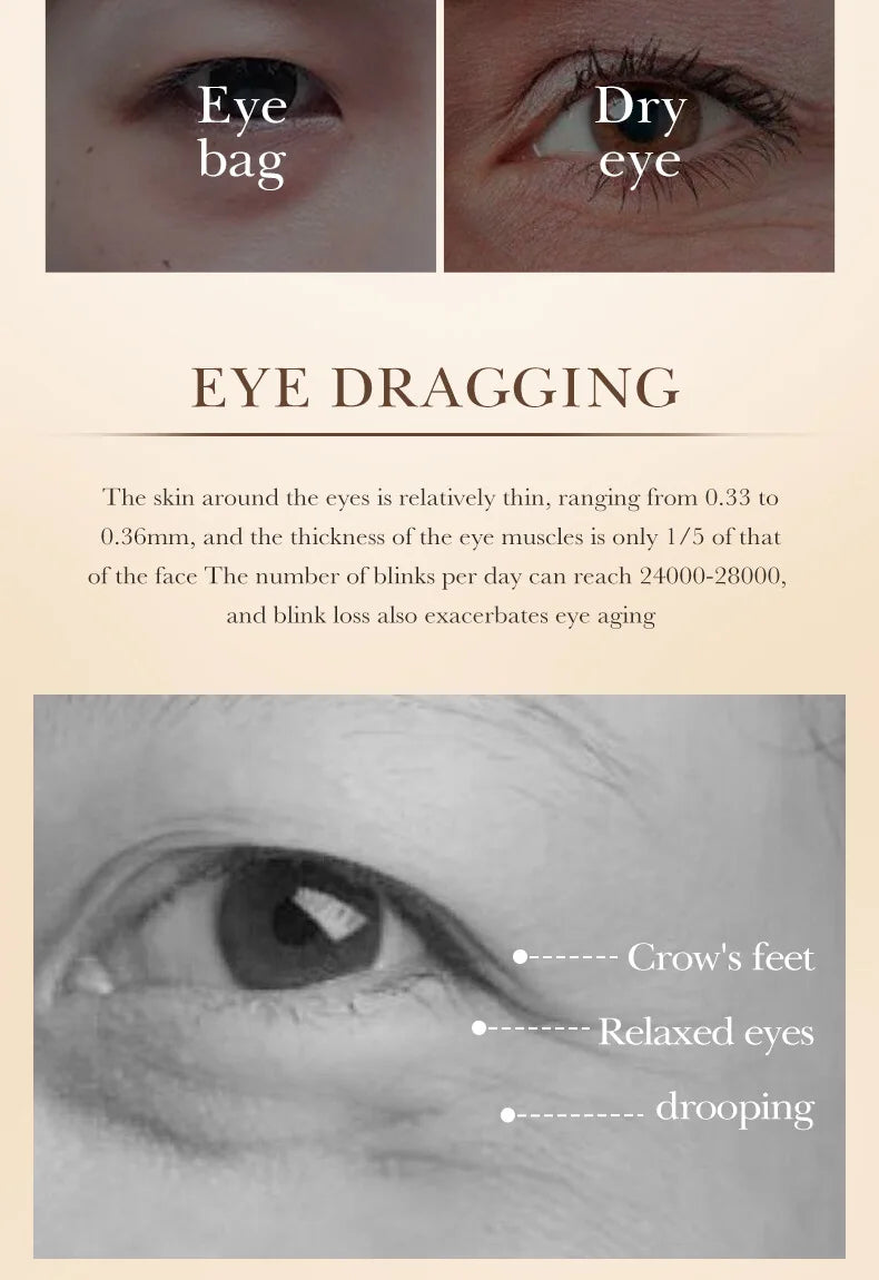 SADOER Hyaluronic Acid 24K Golden Sakura Eye Cream Anti Dark Circles Anti Wrinkles Moisturizing Anti-aging Creams Eyes Skin Care