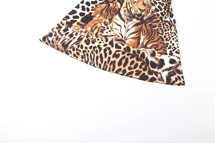 Sisterlinda Sexy Backless Dress Women Hollow Tiger Print Sleeveless Stretch Turtleneck Midnight Prom Party Clubwear Long Bodycon