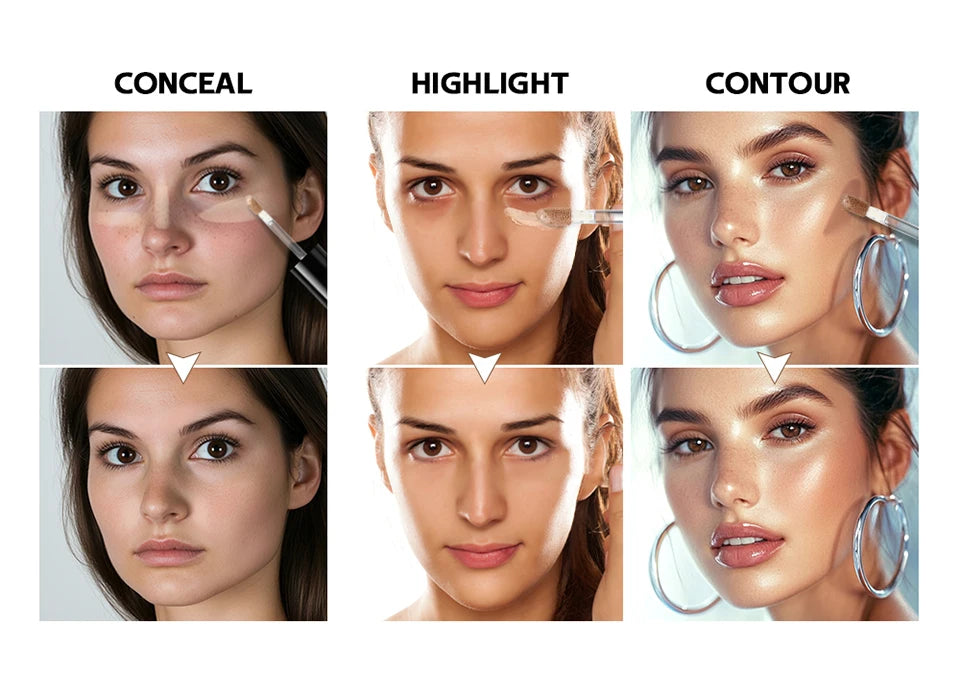 Long-lasting Matte Foundation Coverage Concealer Multi-Use Cream Oil Free Highlight and Retouch Face Makeup Products for Women