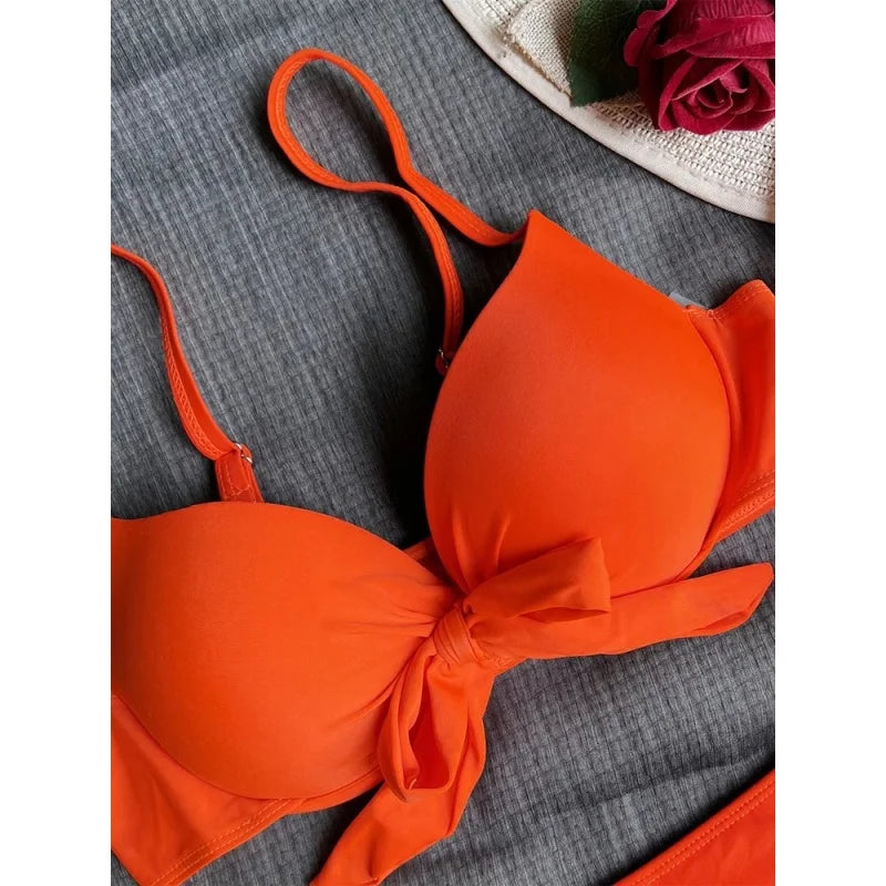 Sexy Micro Bikini Swimsuit Women Simple Classic Solid Bandage Bikini Push Up 2025 New Beach Spice Girl Bathing Suits Two Piece