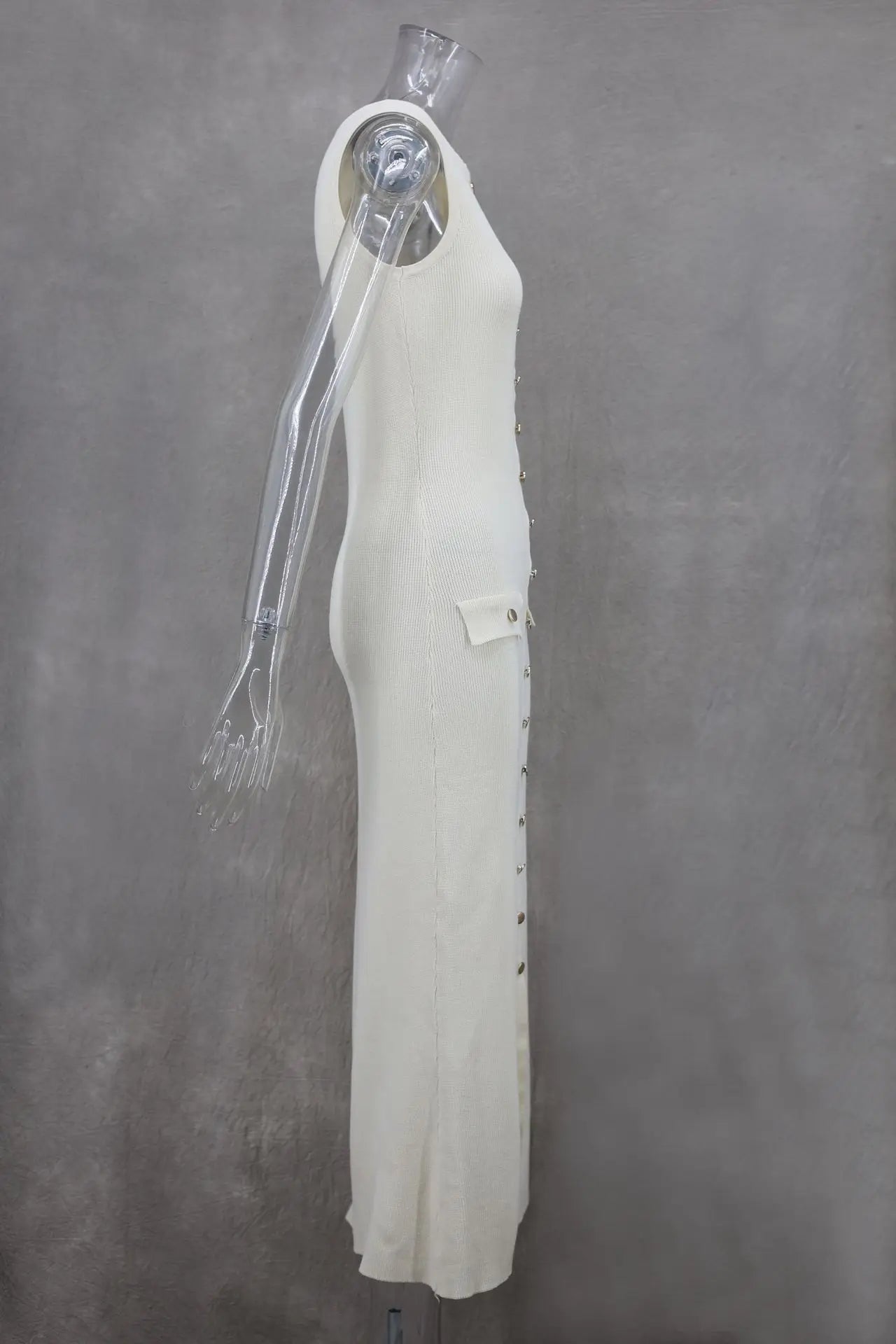 Elegant Knitted Midi Dresses Women's Black White Patchwork Slit Single Breasted Sleeveless Curvy Dress 2025 Summer Street Wear