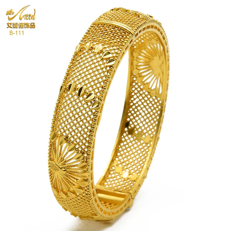 XUHUANG Indian Luxury  Bangles Bracelet Jewelry for Women Wedding Dubai 24k Gold Color Charm Accessories for Arabic Party Gifts