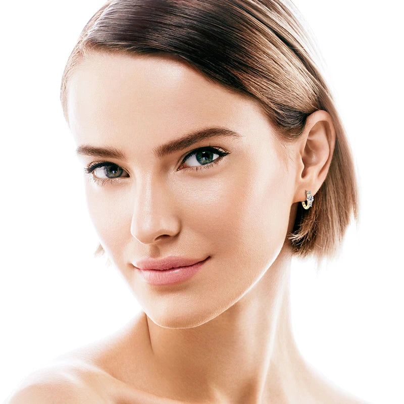 Lnngy Three Stone Moissanite Earring Original 925 Sterling Silver Hoops Earring For Women Girls Lab Created Diamond Jewelry Gift