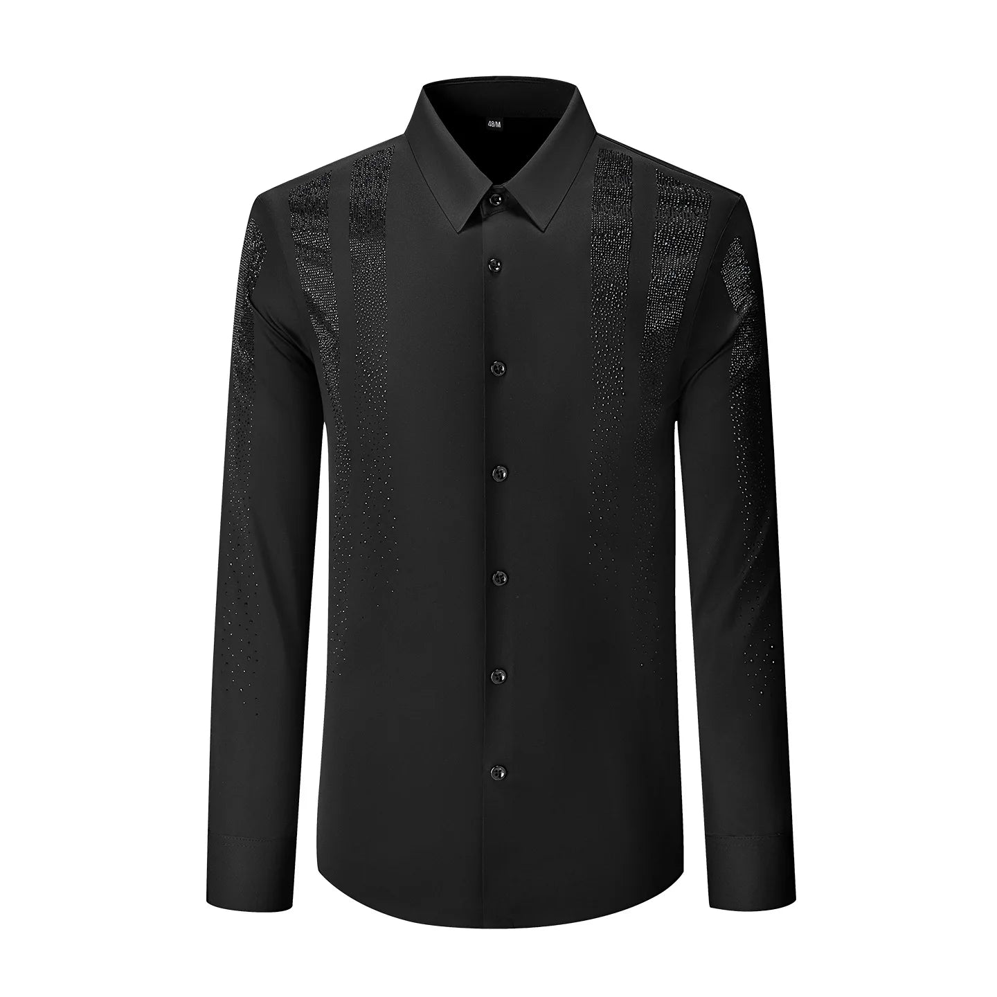 Shiny Rhinestone Long Sleeved Shirt for Men Slim Casual Business Dress Shirts High Quality Versatile Banquet Party Luxury Shirt