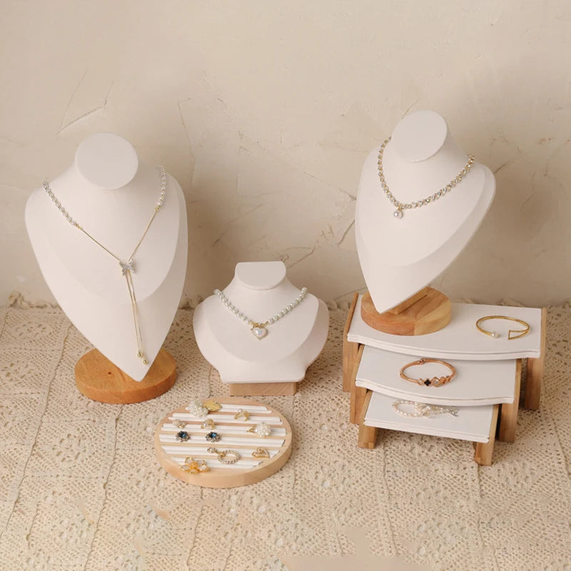 PU Model Bust Show Exhibitor Jewelry Display Necklace Pendants Mannequin Stand Earrings Organizer Ring Bracelet Storage Stand
