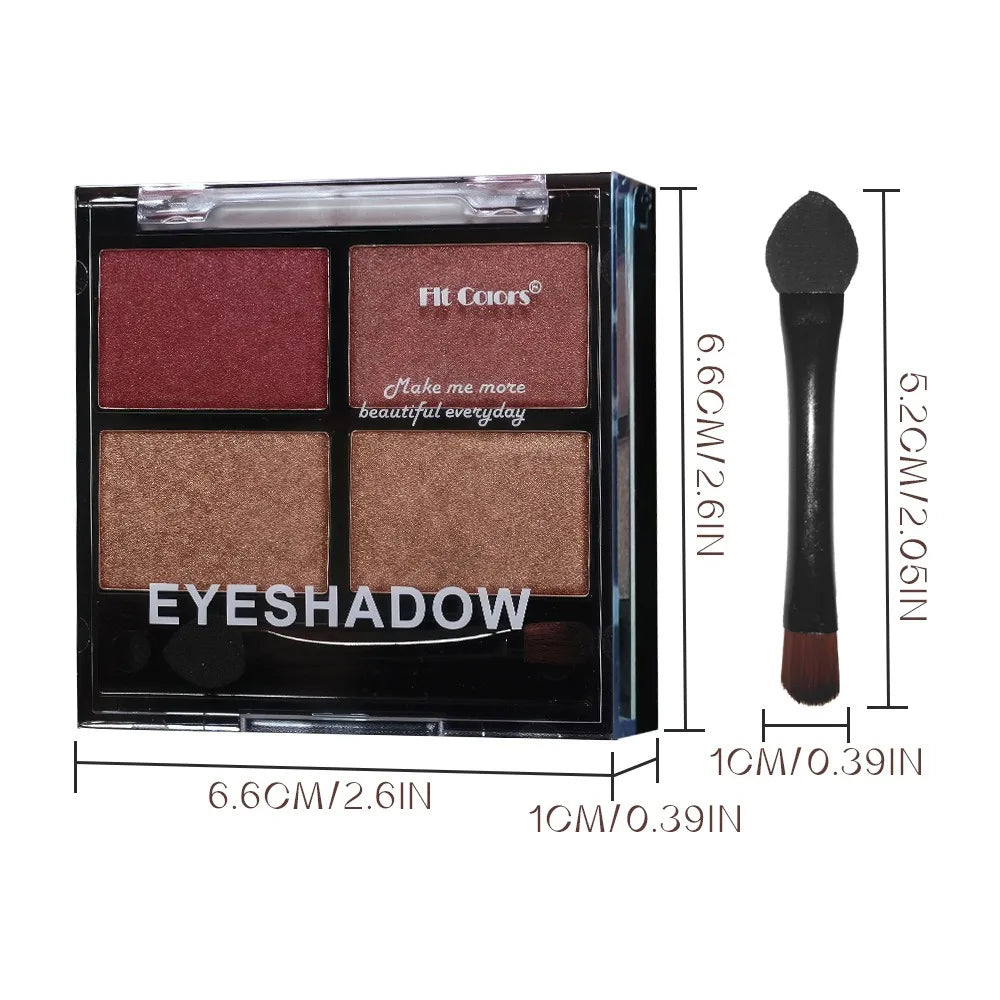 4-Color Smoky Gray Eye Shadow Palette Pearly Matte Earth Color Eyeshadow Pallete Shiny Sequins Eye Pigments Lasting Makeup