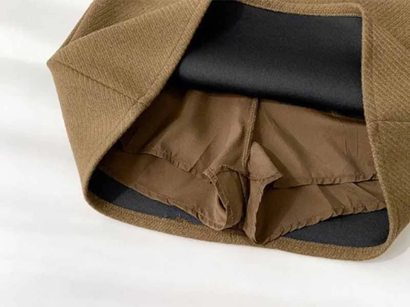 Womens Woolen Short Skirts Autumn Winter Versatile Simple Slimming A-Line Skirt Woman Elegant High Waist Bodycon Mini Skirts