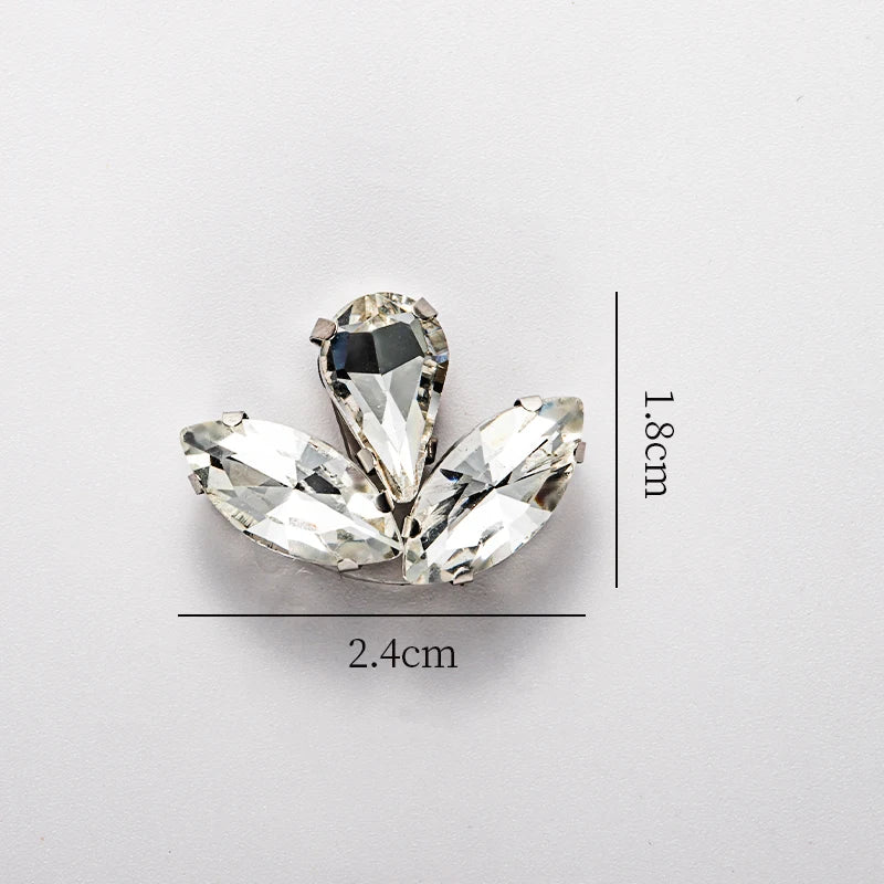 QIAO 5pcs Rhinestones Ornament Crystal Clear Iron on Diamond Rhinestones for Clothing Bags Hoodie Decorations Accessories