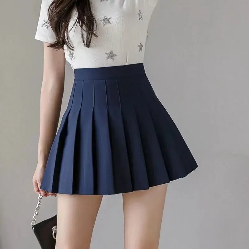 New Women Mini Skirt 2025 Summer New Korean Version College Style Tennis Dance Student Fashionable High Waisted Pleated Skirt