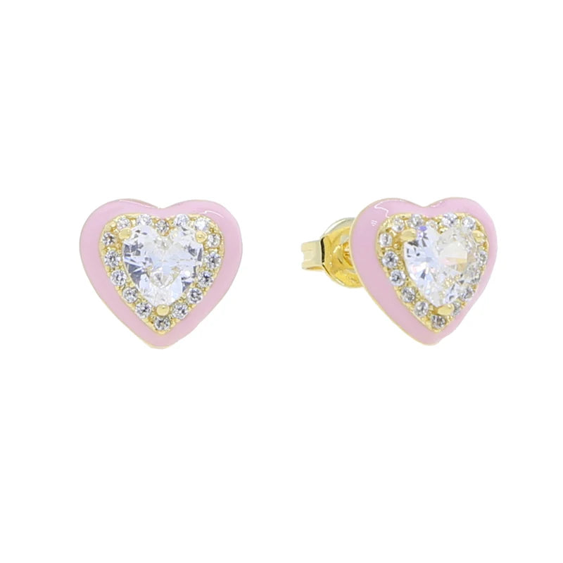 2023 New Arrived Top Quality Classic Fashion Girl Women Jewelry Geometric Shaped Colorful Simple CZ Stud Earring