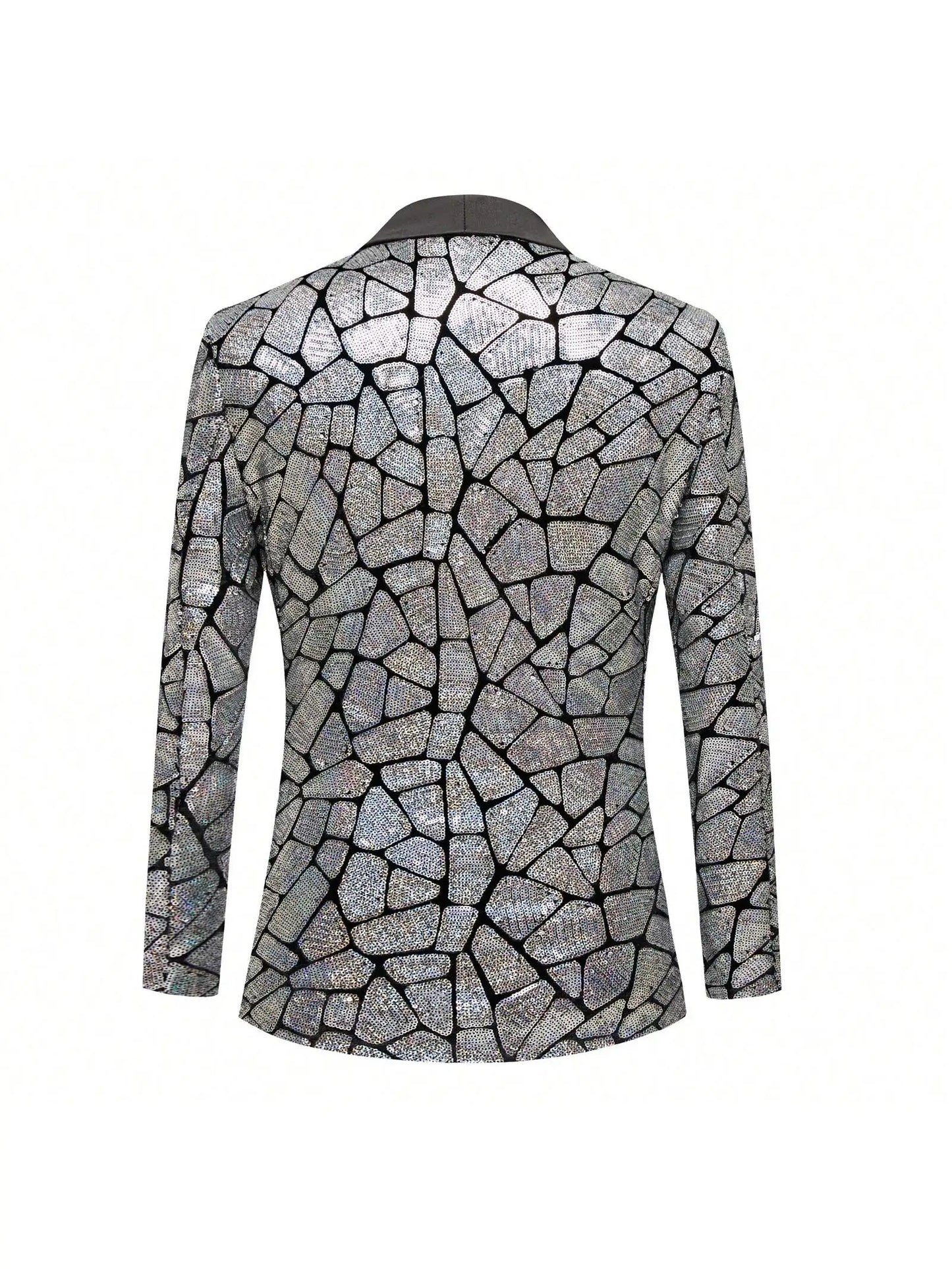 Men's shiny sequin suit jacket, single-breasted fashionable tuxedo, suitable for parties, weddings, banquets, and balls