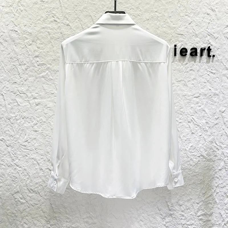 Heavy Industry Butterfly Rhinestone Shirt Men's Korean Version Shoulder Pad Versatile Casual Shirt Stage Performance Streetwear