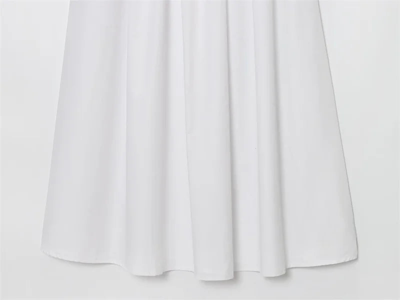 Women's Skirt 2025 New European and American Style Solid Color Poplin Long Skirt Summer Women's Casual Midi Skirt