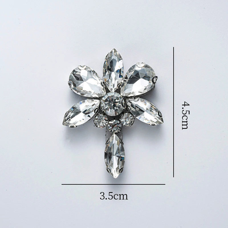 QIAO 5pcs Rhinestones Ornament Crystal Clear Iron on Diamond Rhinestones for Clothing Bags Hoodie Decorations Accessories