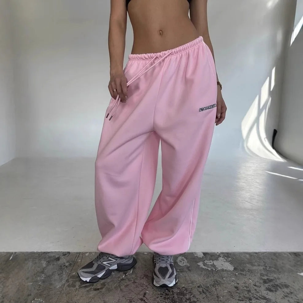 American Black Retro Hip-Hop Oversized Woman Fashion Streetwear Casual Sweatpants Loose Jogging Pants High Waist Wide-Leg Pants