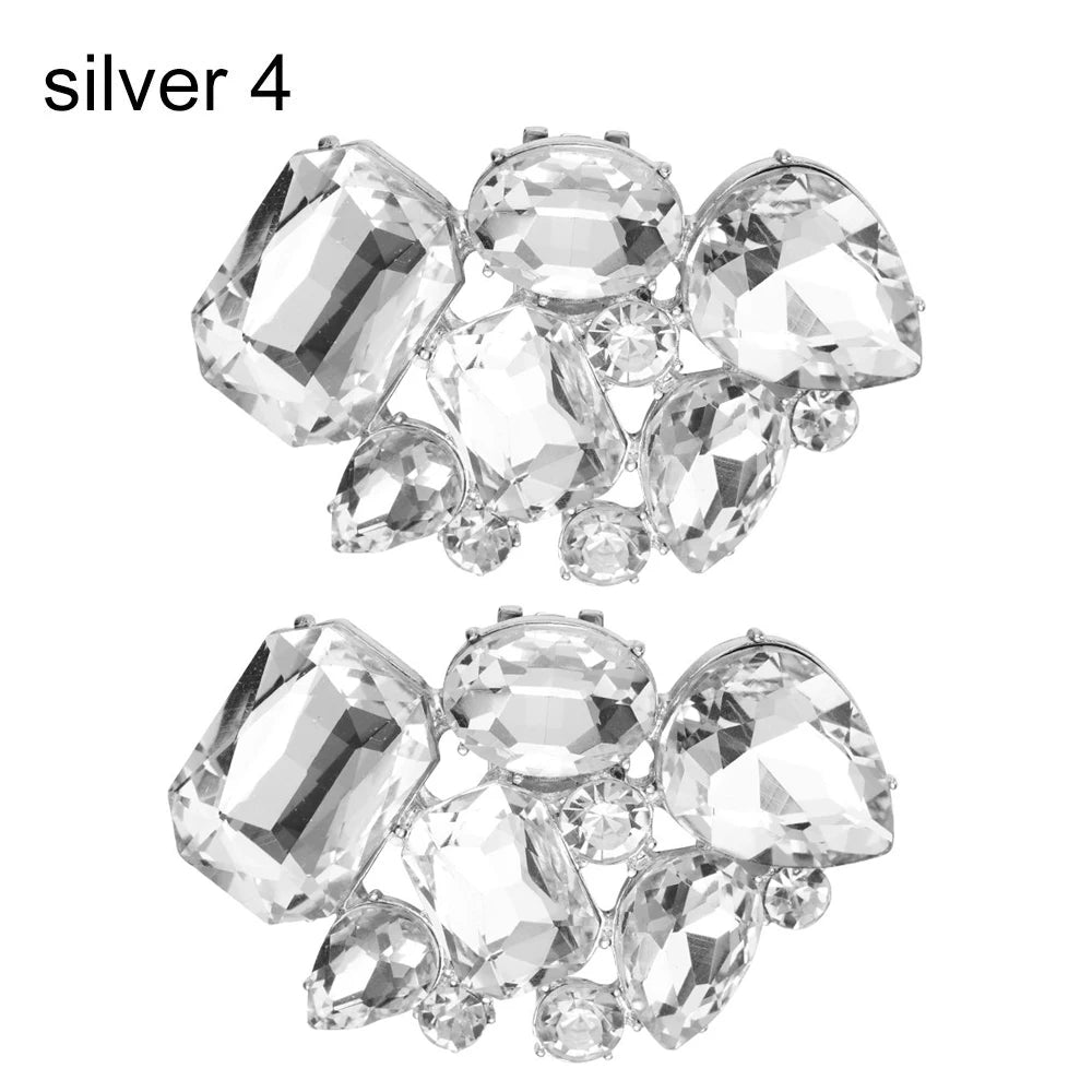 1Pair Detachable Shoes Decorations Shiny Crystal Shoes Clip Charm Buckle Rhinestone Brooch Women Bag Pendant Bride Accessories