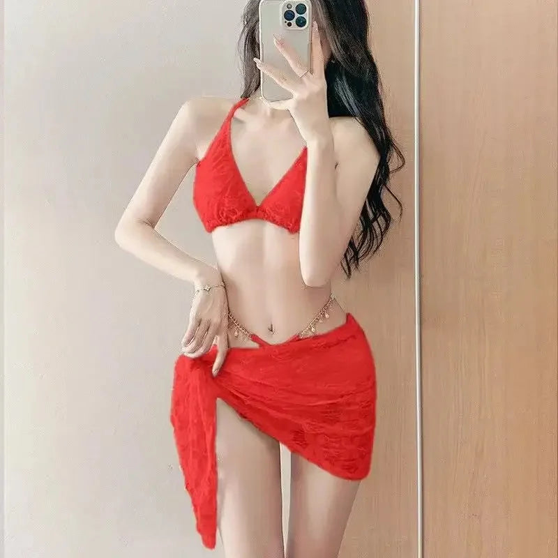 Sexy Slimming Bikini Three-Piece Swimsuit Women's Ins Style Purple Swimwear Show off Your Curves in This Trendy Bikini Set