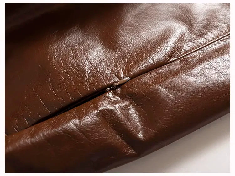 Genuine Leather Calfskin Women Skirt Waist Chain 2024 Spring South Korean Fashion High Waist Buttons Retro A-line Knee-Length