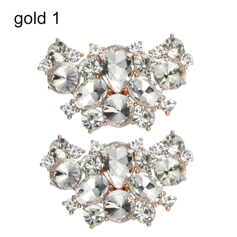 1Pair Detachable Shoes Decorations Shiny Crystal Shoes Clip Charm Buckle Rhinestone Brooch Women Bag Pendant Bride Accessories