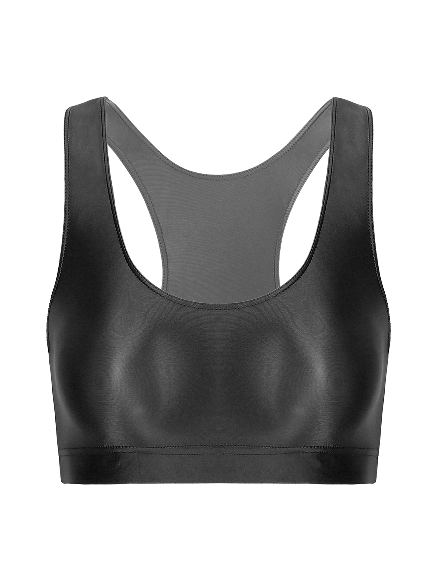 Women Glossy Swimsuit Outfit Oil Shiny Camis Crop Top Sports Fitness Smooth Tank Tops T-shirt With Panties Boxer Shorts Swimwear