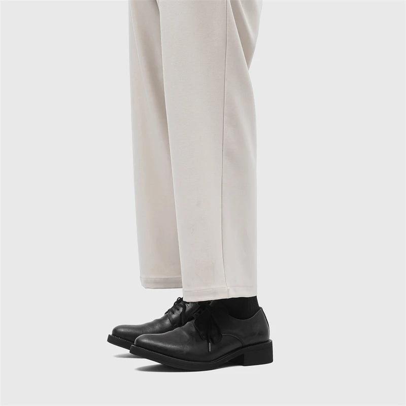 British Style Men's Leather Shoes Pointed Luxury Leather Dress Shoes Versatile Couples Interview Commuting Men's Casual Shoes