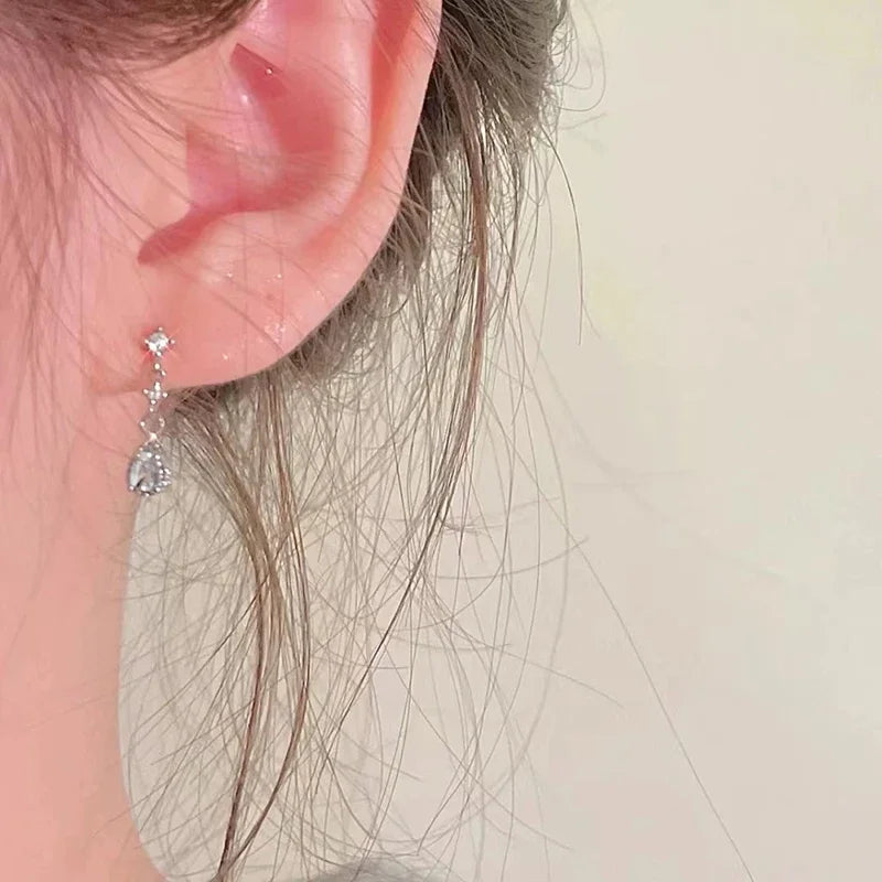 New 925 Sterling Silver Zircon Earrings Shining Charm Simple Style Women Earrings Birthday Gift for Friends Fine Jewelry