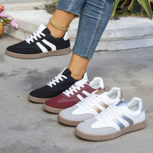 Spring Autumn Platform Sneakers Women Fashion Mixed Colors Lace-Up Sport Shoes Woman Comfortable Non Slip Flat Trainers Female