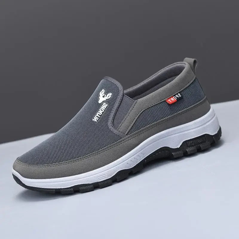 Beijing Men's Cloth Shoes Soft Bottom Breathable Anti-Slip Elderly Walking Shoes Slip-On round Toe Casual Rubber Soled Shoes