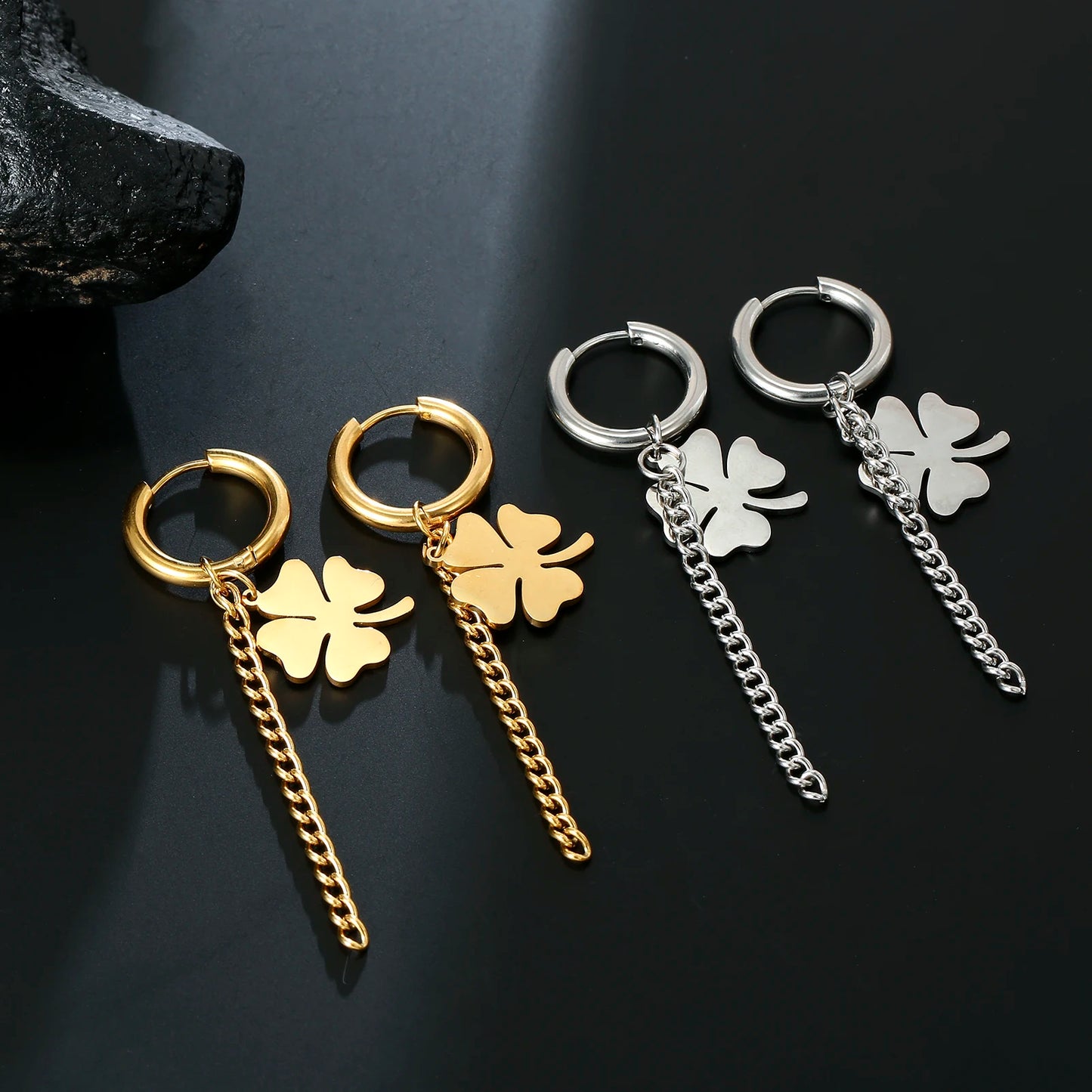 Kkjoy Fashion Stainless Steel Earrings Classic Clover Lucky Four-leaf Clover Pendant Engagement Gifts Jewelry 2023 Trend NEW