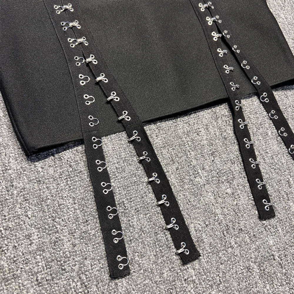 High Quality Women Sleeveless Sexy Square Collar Keyhole Bodycon Mini Bandage Dress Nightclub Party Celebrate Birthday Dress