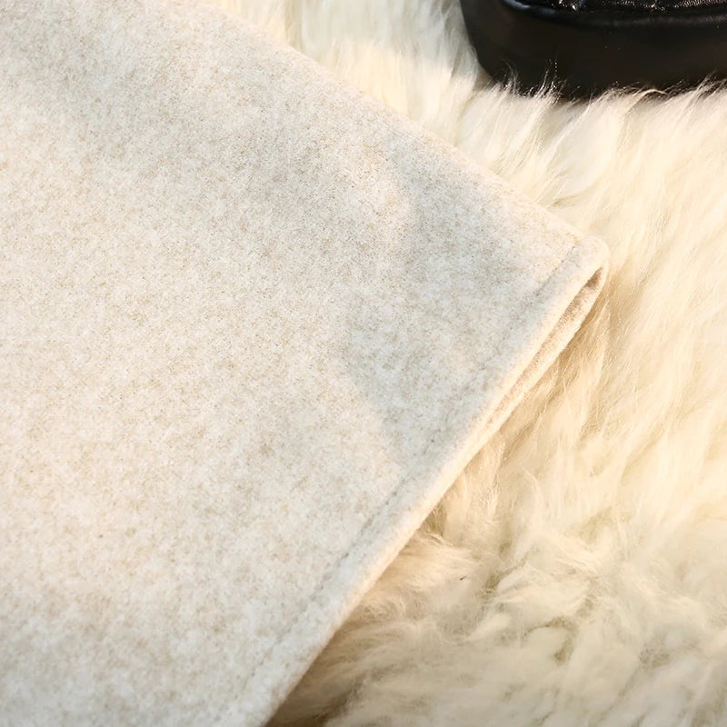 Seoulish 2024 New Autumn Winter Wrapped Woolen Midi Skirts for Women Fashion High Waist Solid Color Office Lady Straight Skirts