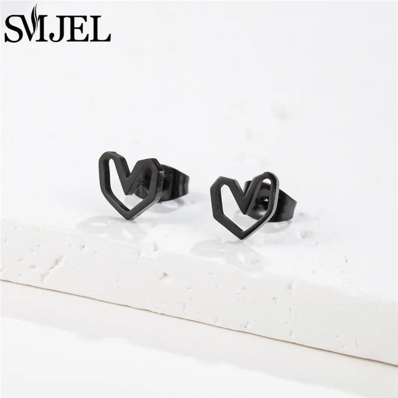 Romantic Simple Tiny Heart Earrings Female Minimalist Stainless Steel Love Stud Earring Hypoallergenic Jewelry Wedding Gift