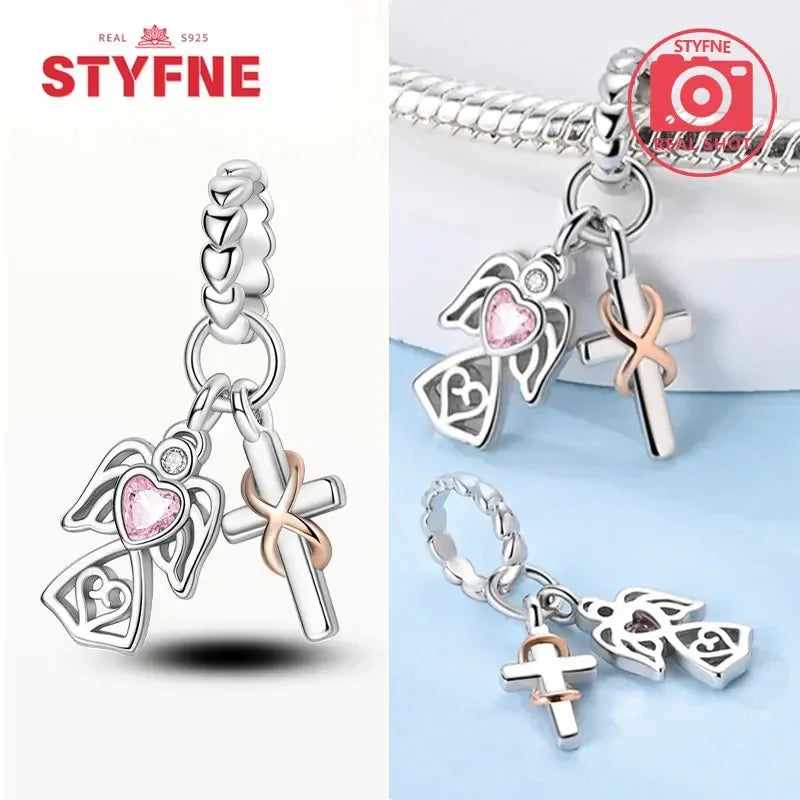 925 Silver Charms Religion Heart Lucky Eye Cross Beads For Original Bracelet Making Pendant for Women Fine Jewelry gifts