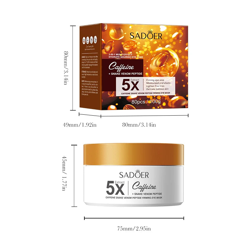 60pcs SADOER Caffeine Eye Mask Anti Dark Circles Firming Moisturizing Wrinkles Anti-aging Hydrating Seaweed Patches