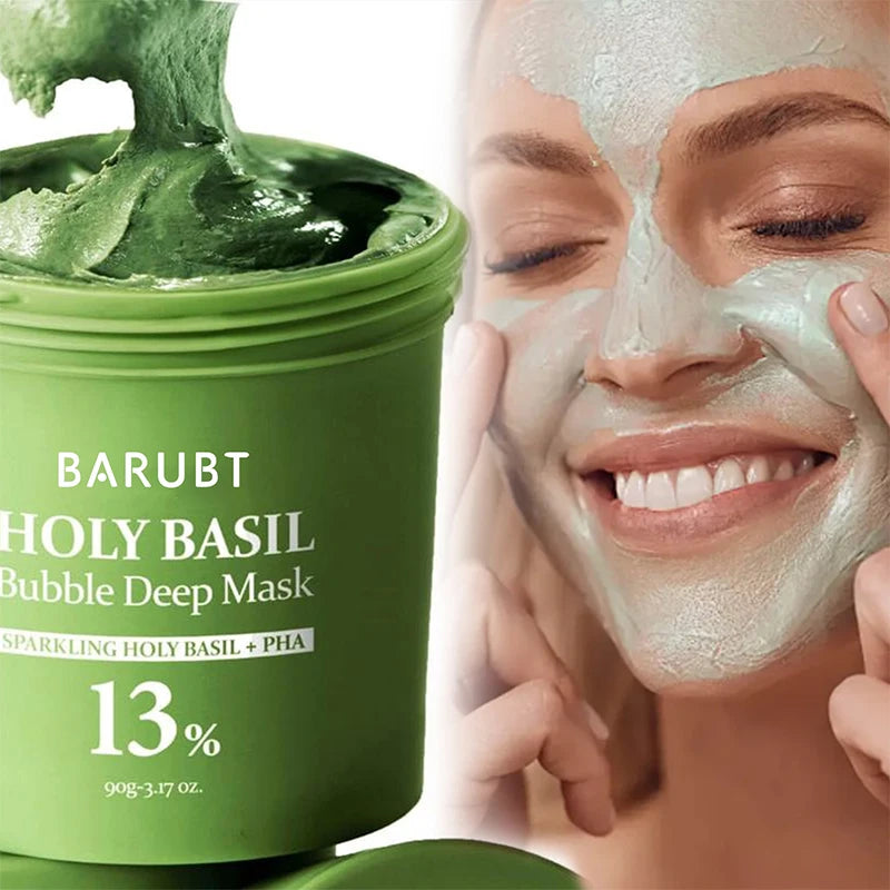 Pore-cleansing Bubble Mask Korean Skincare Sparkling Holy Basil + PHA 13% Gentle Blackhead Removal Oil Control Cleansing Mask