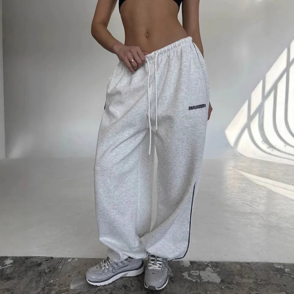 American Black Retro Hip-Hop Oversized Woman Fashion Streetwear Casual Sweatpants Loose Jogging Pants High Waist Wide-Leg Pants